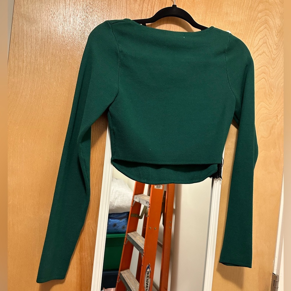 Altars State Emerald Green Cropped Long Sleeve Top